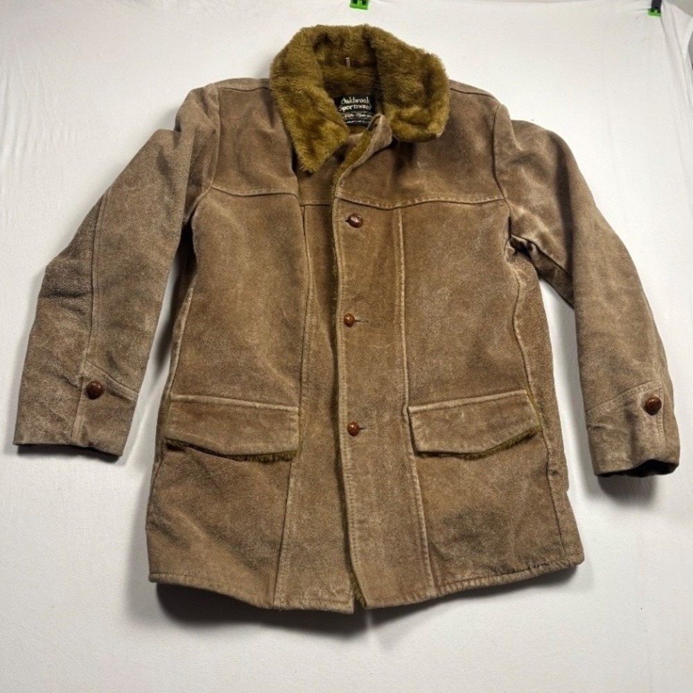 Vintage Oakbrook Sportswear Sears Mens 38 Suede Sherpa Ranch Coat Brown 70s
